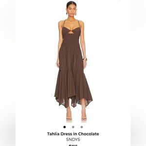 SNDYS Tahlia Asymmetrical Chocolate Brown Maxi Dress